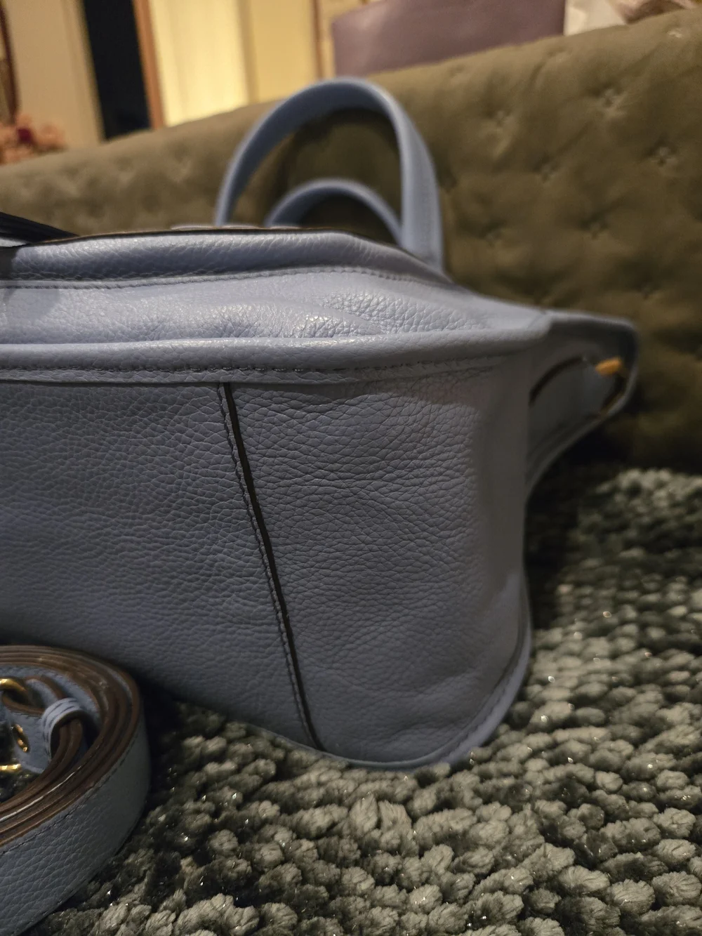 OryAny🪻Beautiful Women's Leather Satchel Handbag in Periwinkle Blue. EUC🪻